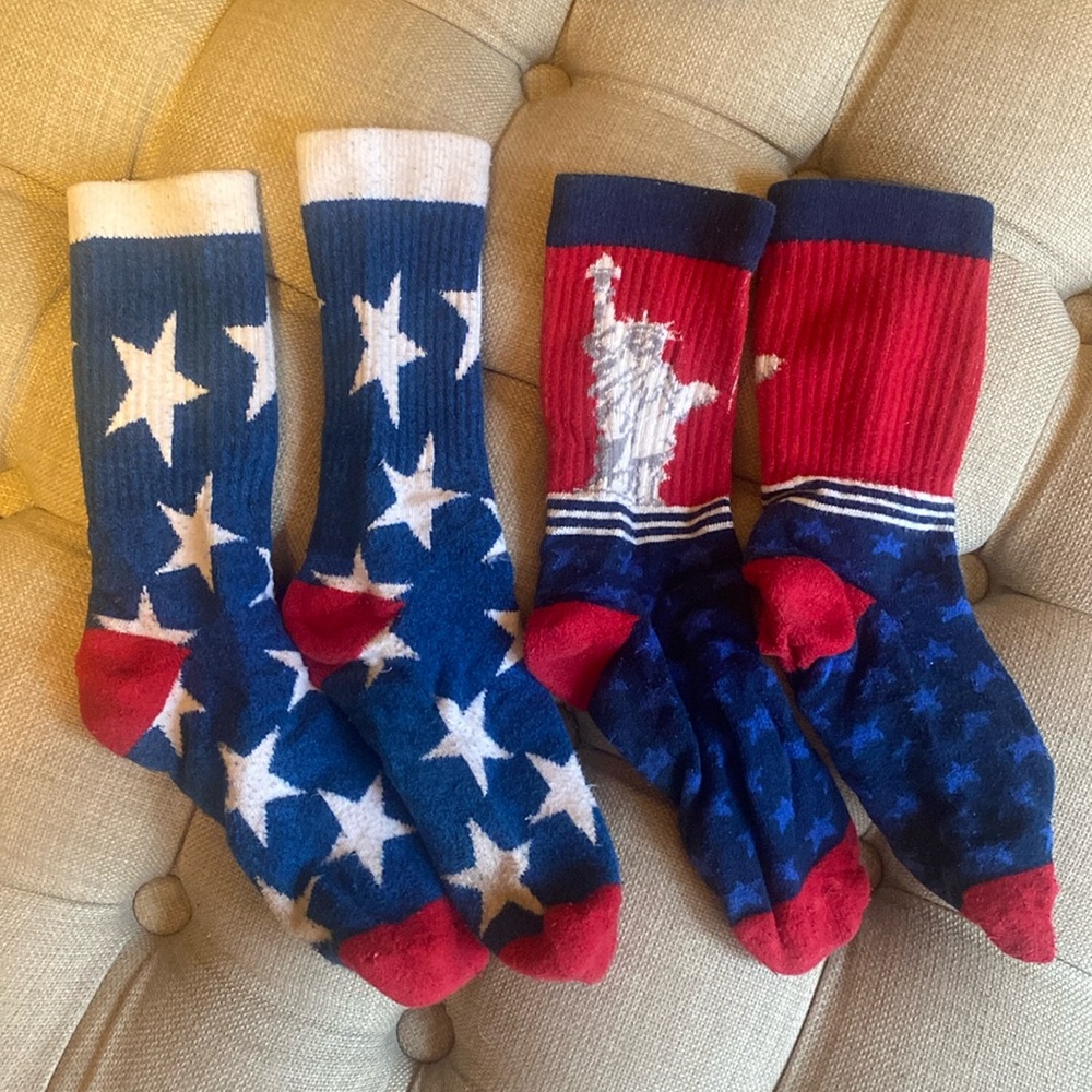 American Flag Style / Statue of Liberty Crew Socks (Two Pairs)